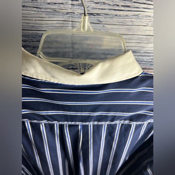 Brooks Brothers Mens Button Up polo style white collar blue striped vintage. - Picture 7 of 16